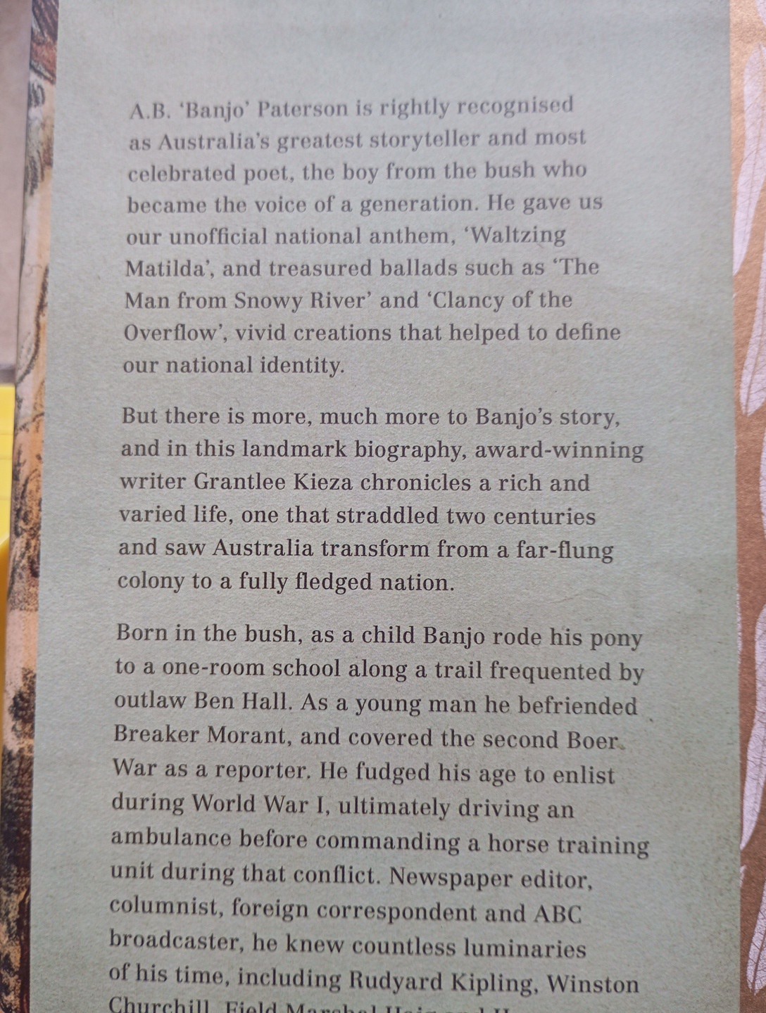 Banjo Paterson By Grantlee Kieza (Hardcover 1st Editon,2018) - Image 3