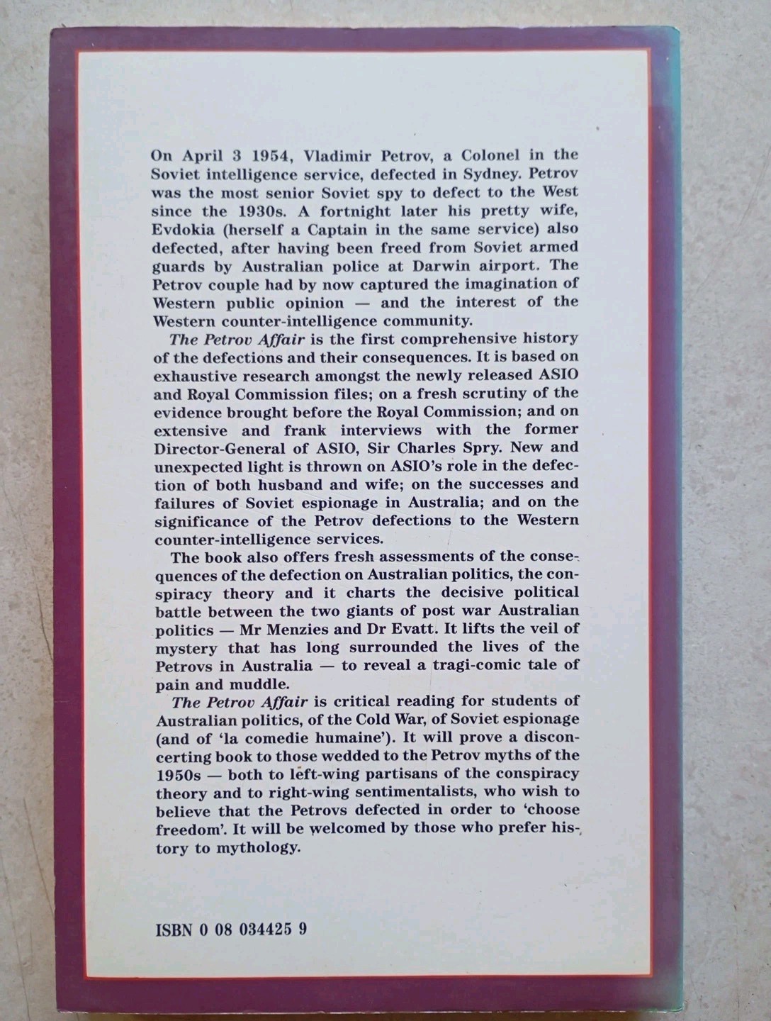 The Petrov Affair Politics and Espionage by Robert Manne (Paperback, 1987) - Image 3