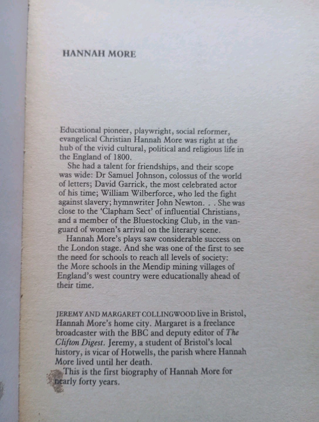 HANNAH MORE by JEREMY & MARGARET COLLINGWOOD (Paperback,1990 1ST EDITION) - Image 4